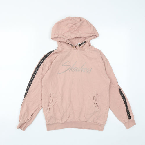 Skechers Girls Pink  Cotton Pullover Hoodie Size 10-11 Years
