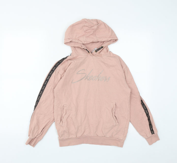 Skechers Girls Pink Cotton Pullover Hoodie Size 10-11 Years