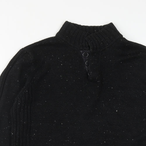 Cedar Wood State Mens Black High Neck  Acrylic Pullover Jumper Size L