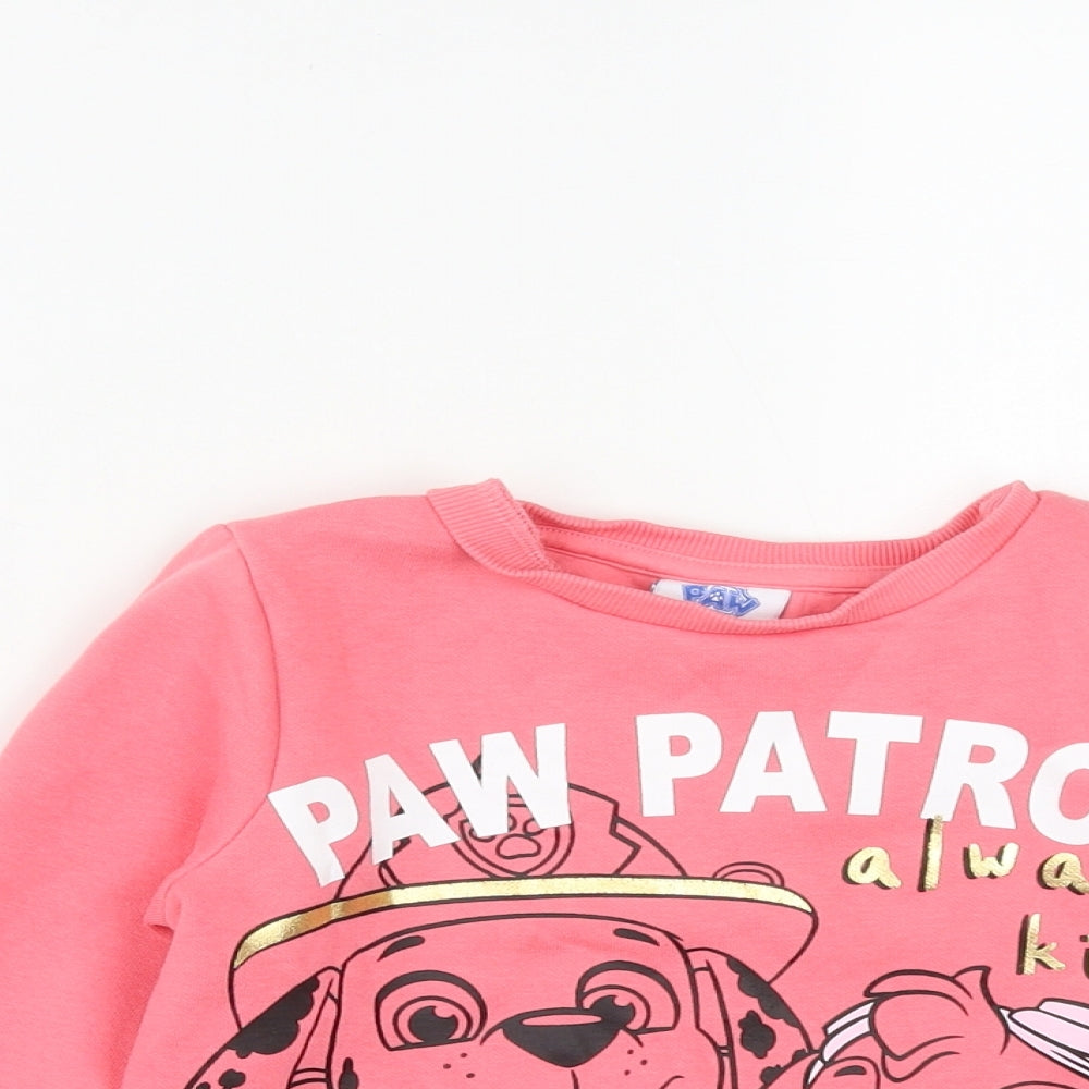 F&F Girls Pink  Cotton Pullover Sweatshirt Size 4-5 Years   - Paw Patrol