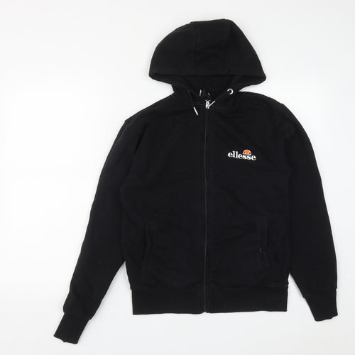 ellesse Womens Black  Cotton Full Zip Hoodie Size 4  Zip