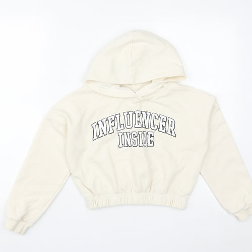 Jeff&Co Girls White  Cotton Pullover Hoodie Size 11-12 Years
