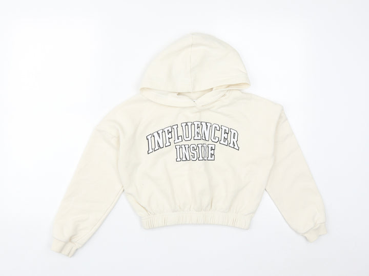 Jeff&Co Girls White  Cotton Pullover Hoodie Size 11-12 Years