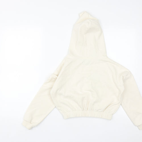 Jeff&Co Girls White  Cotton Pullover Hoodie Size 11-12 Years