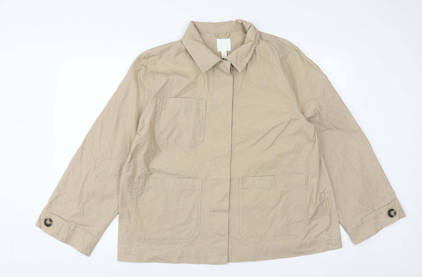 H&M Womens Beige   Jacket  Size 14  Button