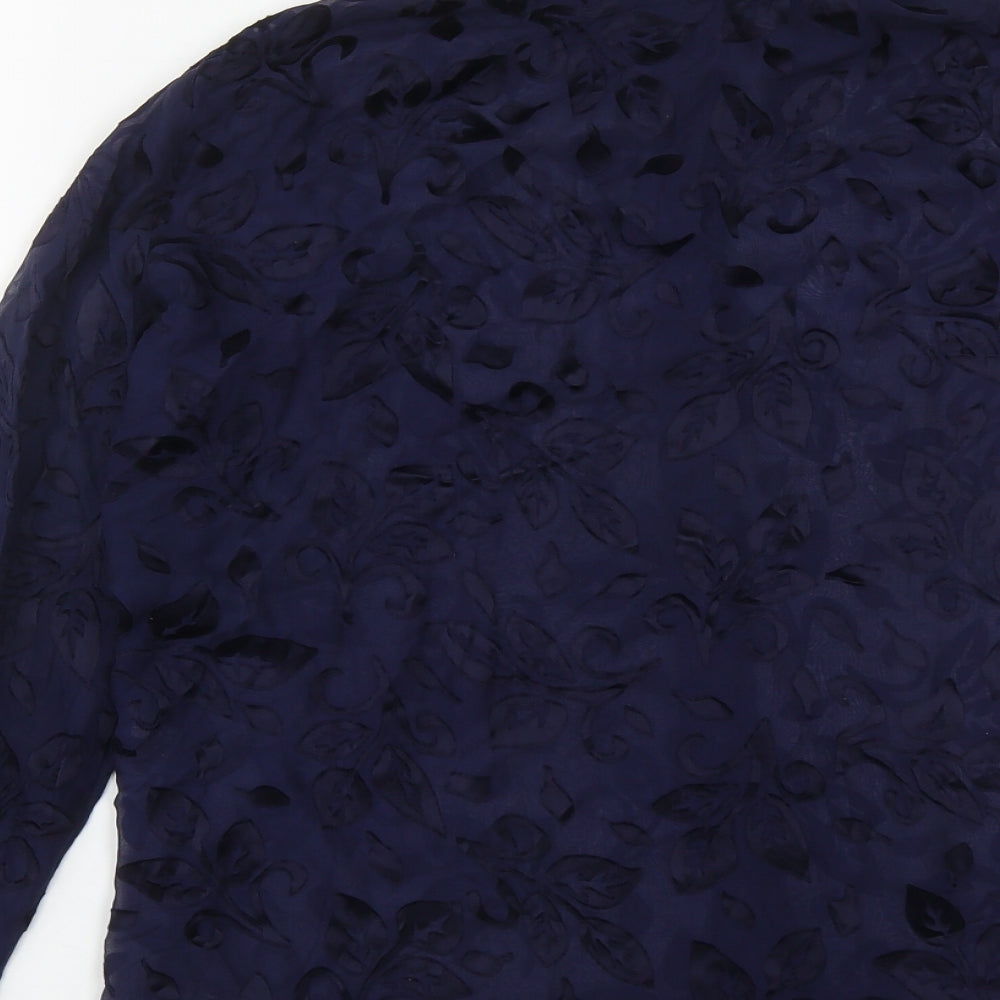 Marks and Spencer Womens Blue Geometric Silk Basic Blouse Size 10 Collared