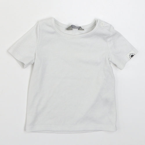 Primark Baby White  Cotton Basic T-Shirt Size 6-9 Months Round Neck Button