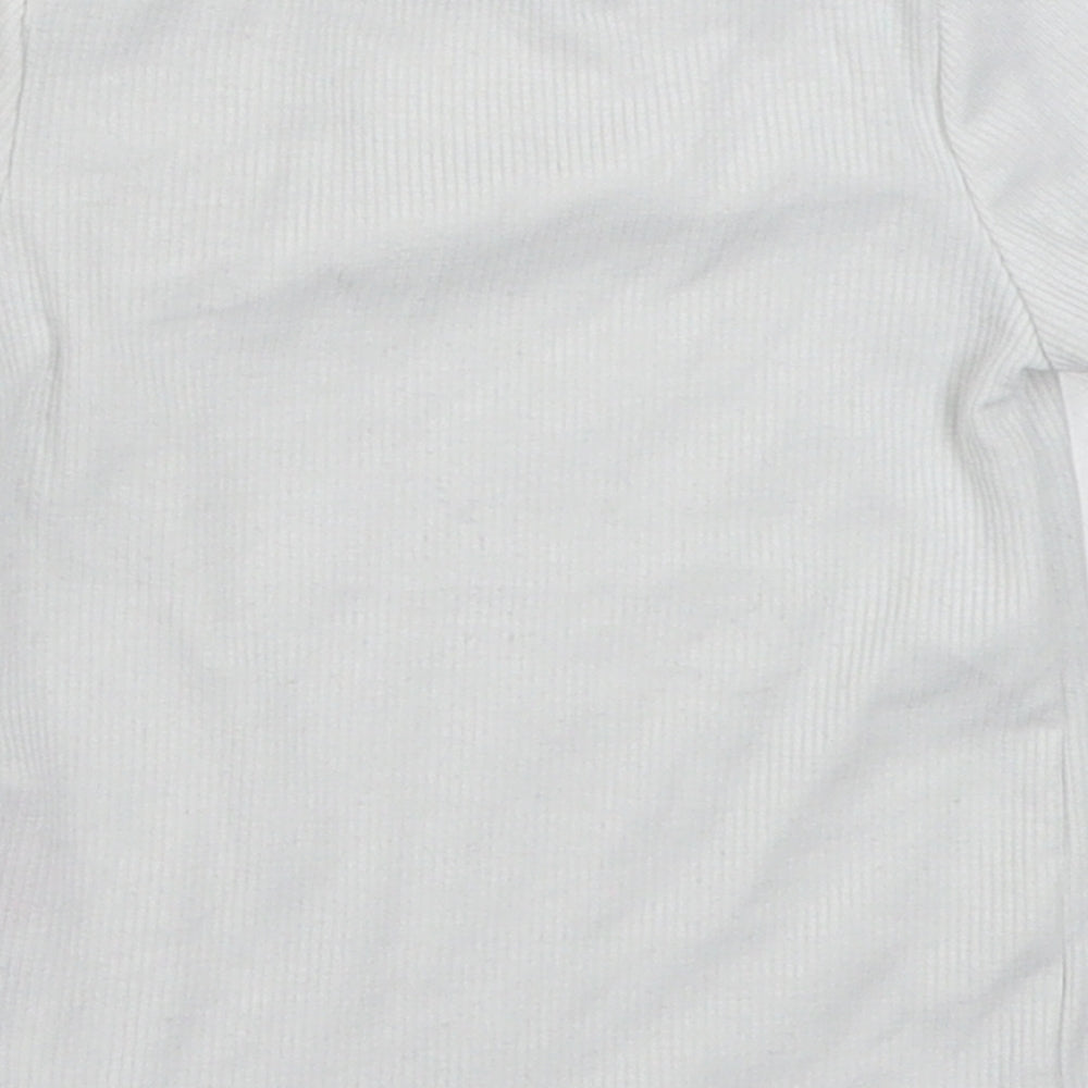 Primark Baby White  Cotton Basic T-Shirt Size 6-9 Months Round Neck Button