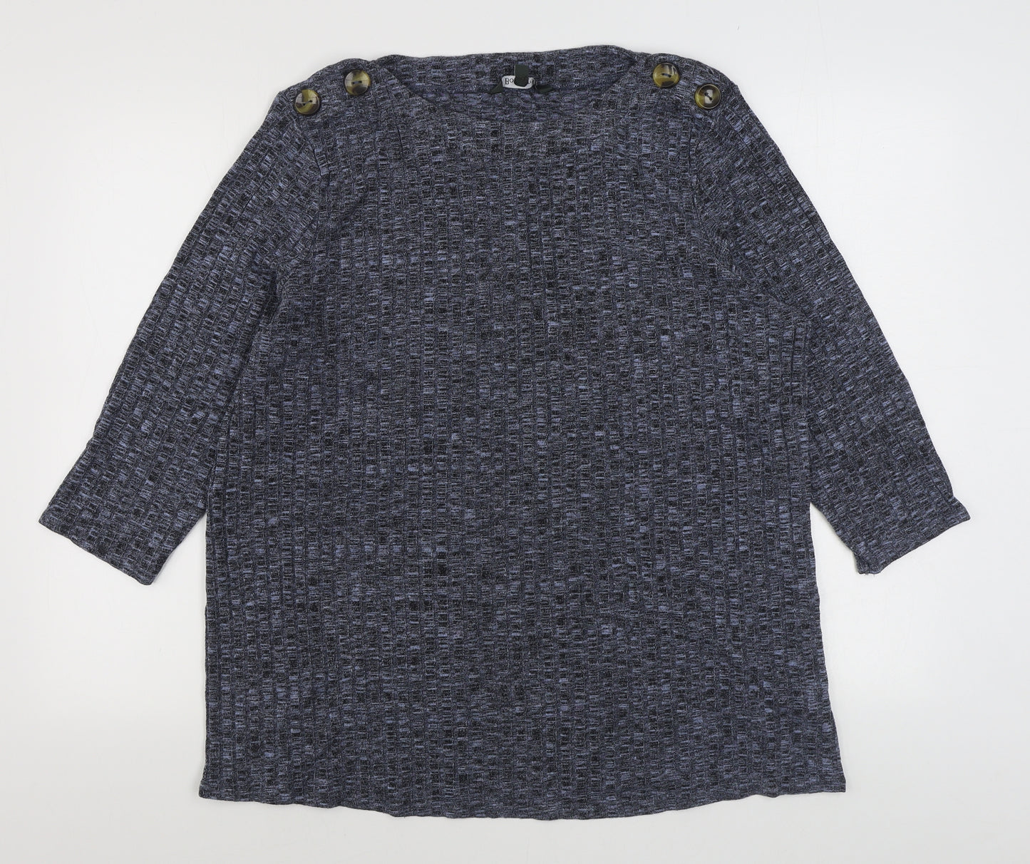 Bonmarché Womens Blue  Viscose Basic T-Shirt Size 22 Boat Neck