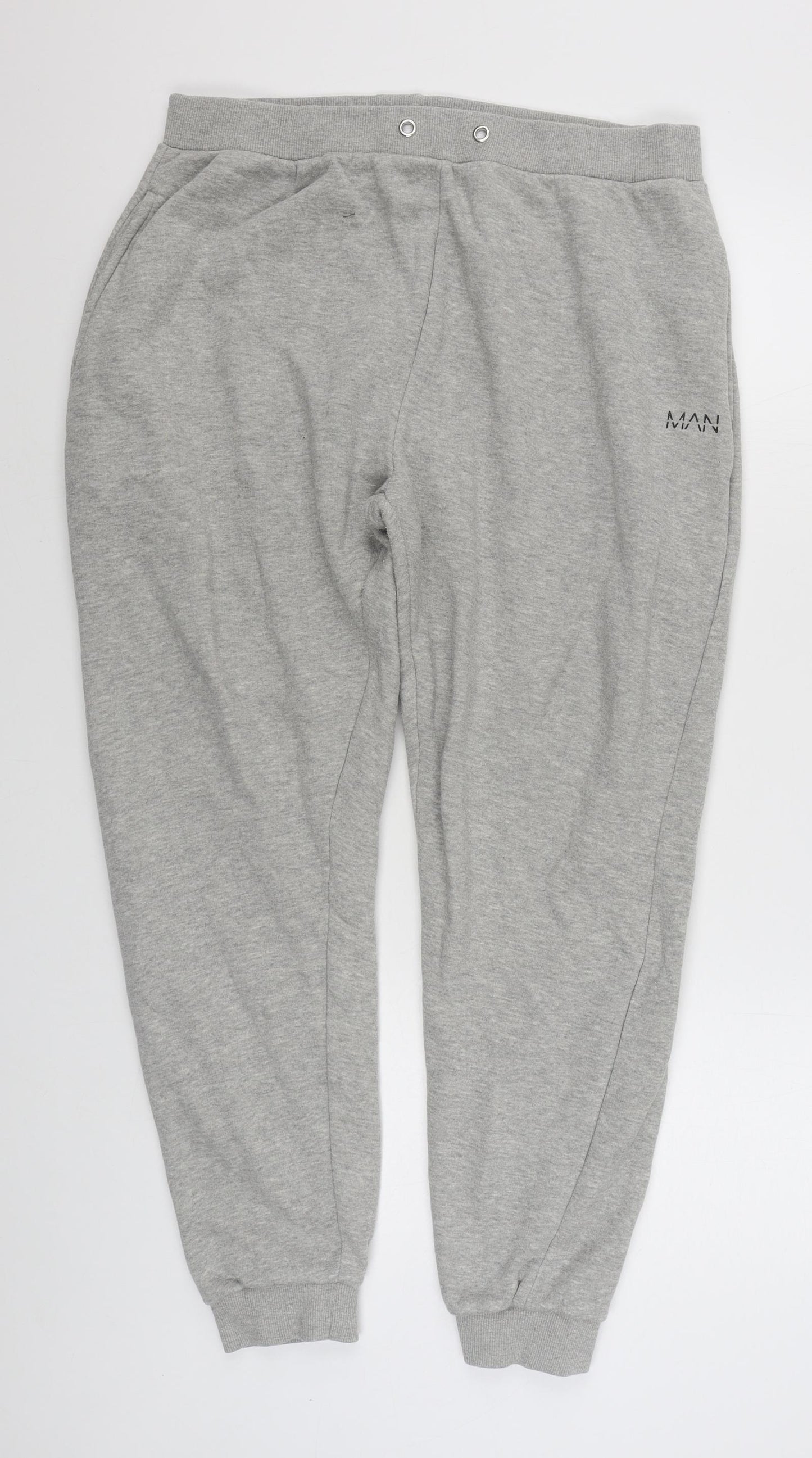 Topman Mens Grey  Cotton Jogger Trousers Size XL L30 in Regular Tie