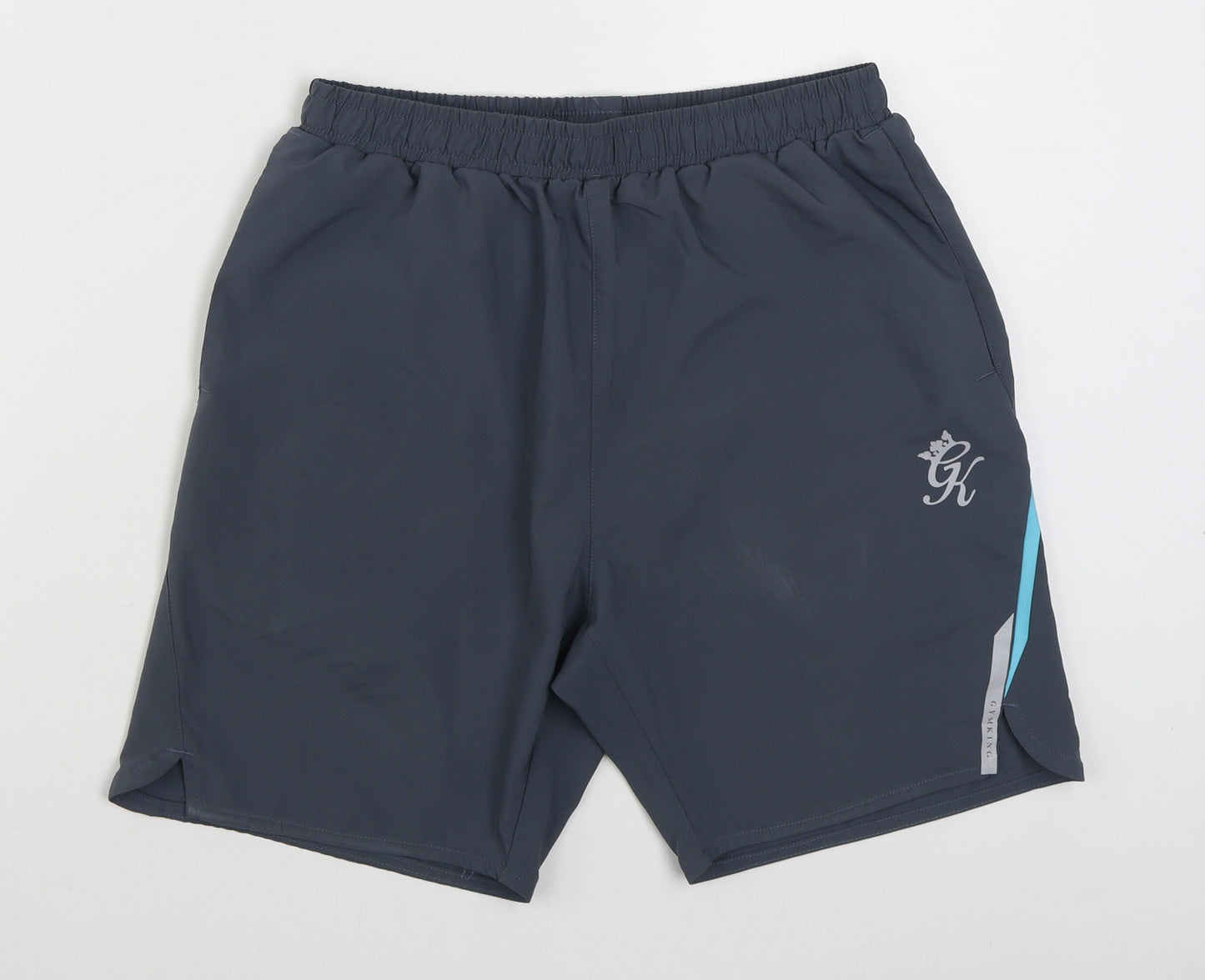 Gym King Mens Grey  Polyester Sweat Shorts Size M L8 in Regular Tie