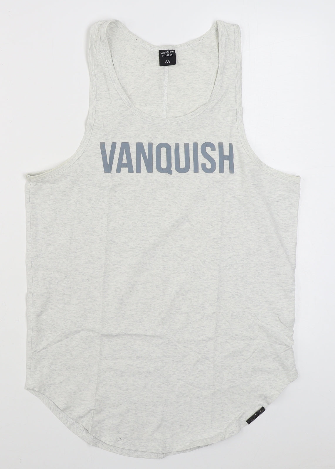 Vanquish Fitness Mens Grey  Cotton Basic Tank Size M Scoop Neck Pullover