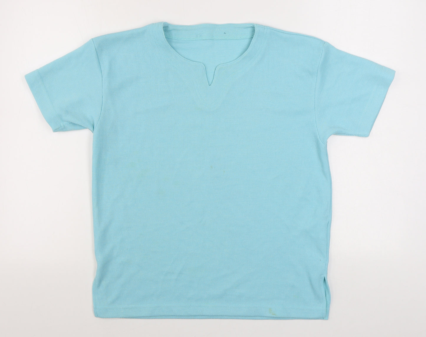 Preworn Womens Blue  Polyester Basic T-Shirt Size S V-Neck