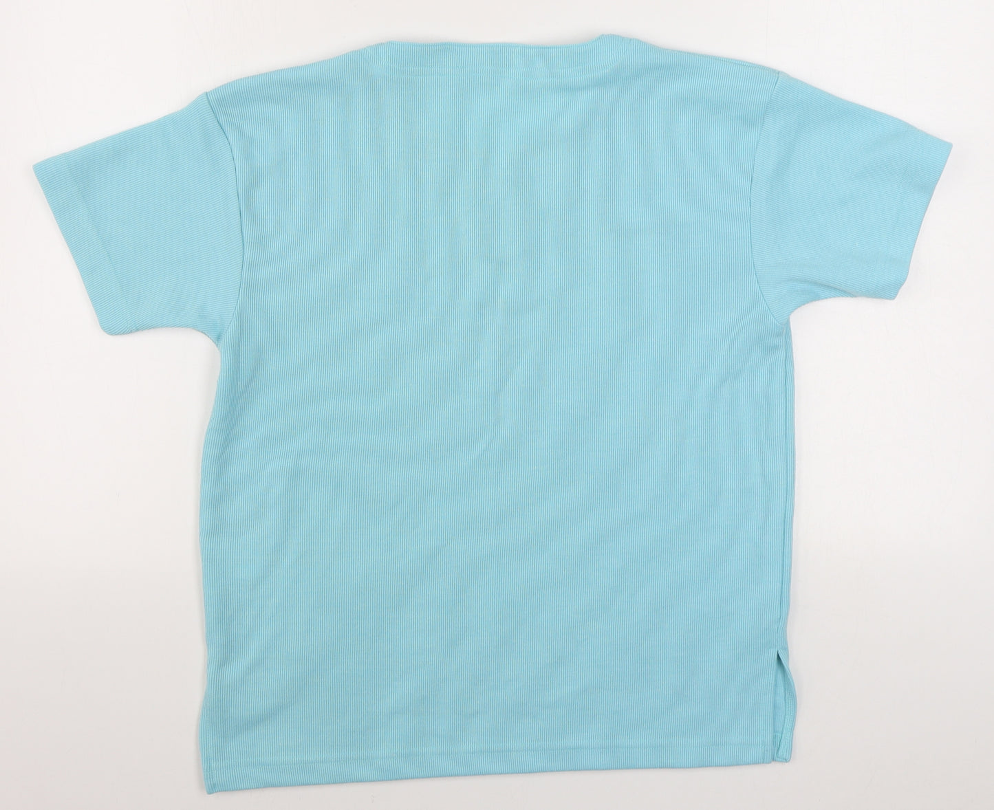 Preworn Womens Blue  Polyester Basic T-Shirt Size S V-Neck