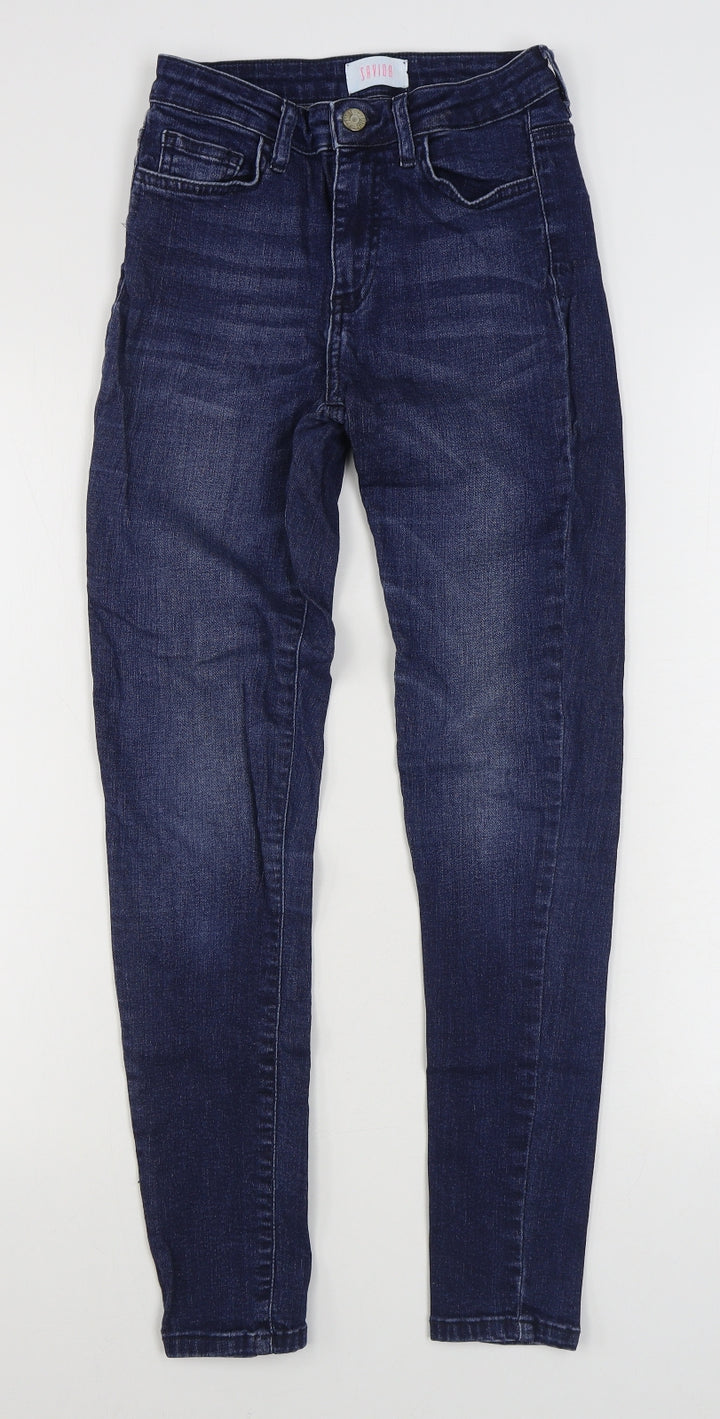 Savida Womens Blue  Cotton Skinny Jeans Size 8 L29 in Regular Zip