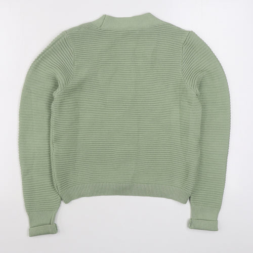 Warehouse Womens Green V-Neck  Acrylic Cardigan Jumper Size 10