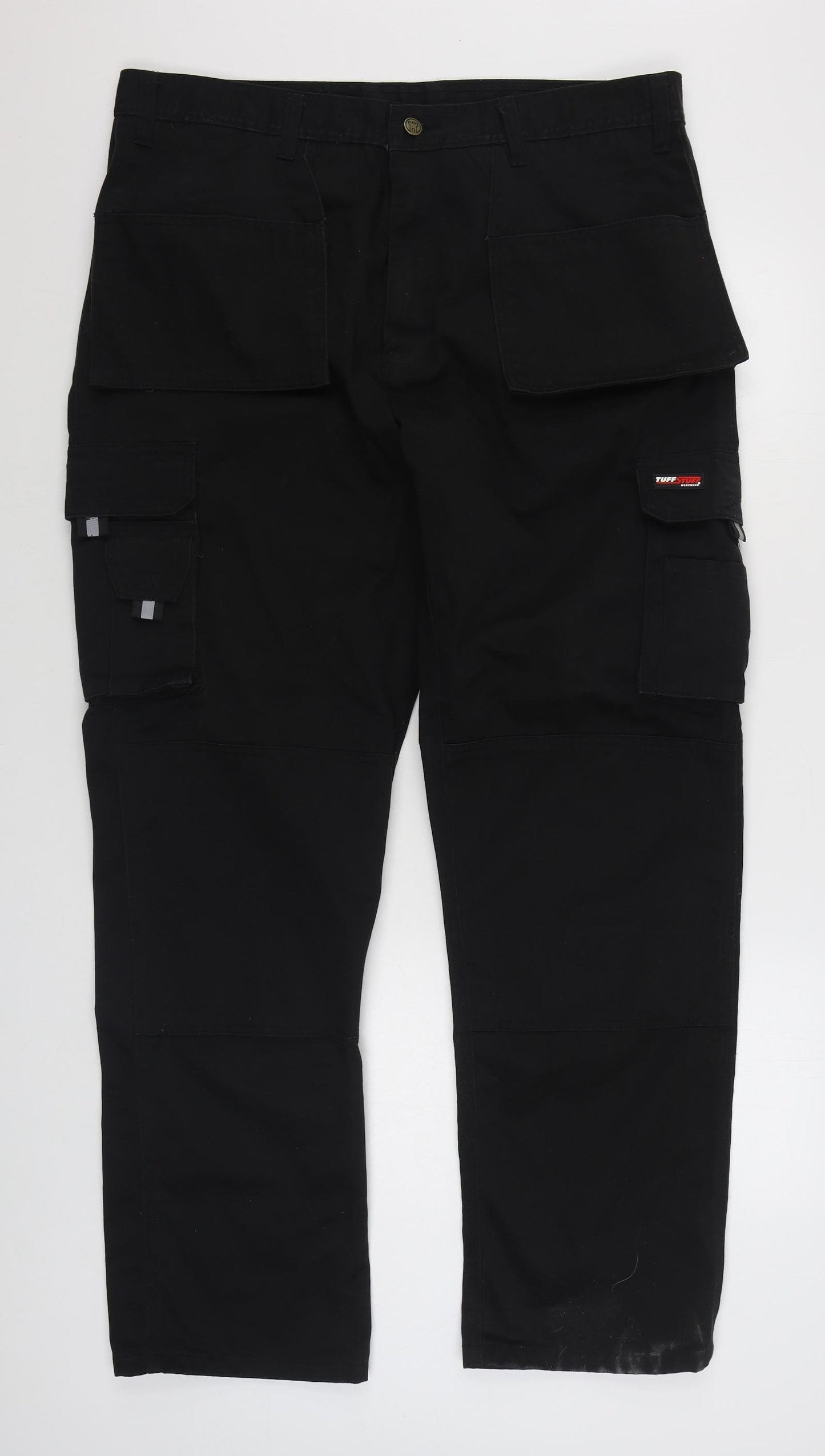 Tuff Stuff Mens Black  Cotton Carpenter Trousers Size 38 in L32 in Regular Zip