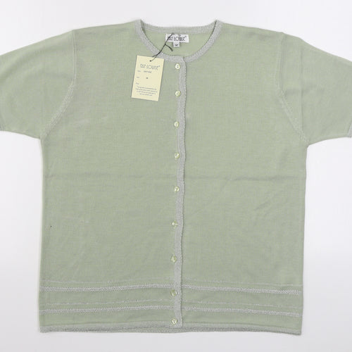 Fay Louise Womens Green Round Neck  Acrylic Cardigan Jumper Size M