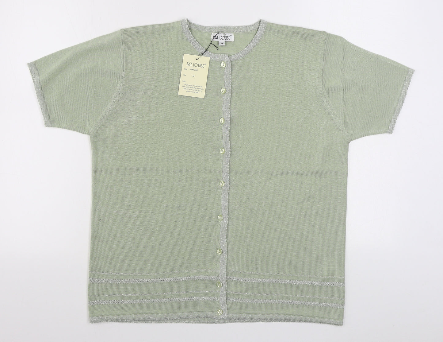 Fay Louise Womens Green Round Neck  Acrylic Cardigan Jumper Size M