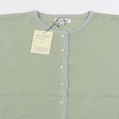 Fay Louise Womens Green Round Neck  Acrylic Cardigan Jumper Size M