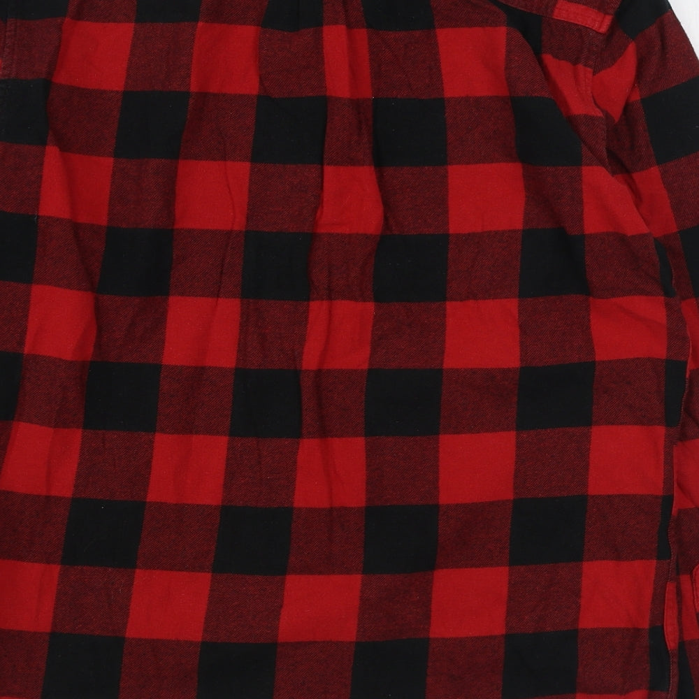 Gap Mens Red Check Cotton  Button-Up Size M Collared Button