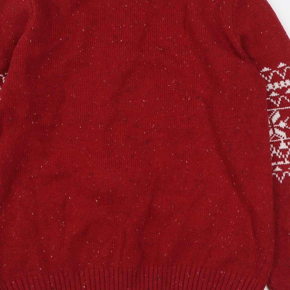 NEXT Womens Red Round Neck  Acrylic Pullover Jumper Size 12   - Christmas Jumper