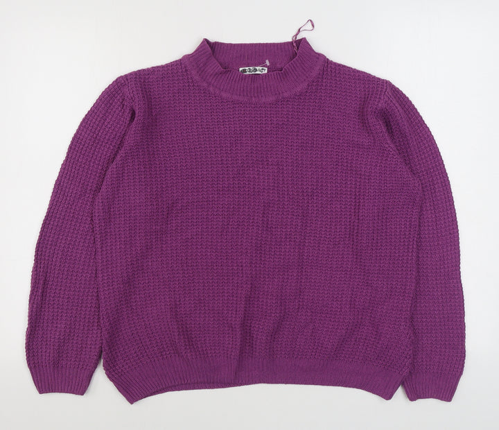 Damart Womens Purple Round Neck Acrylic Pullover Jumper Size M