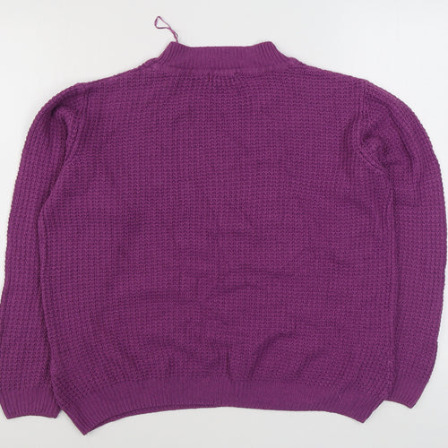 Damart Womens Purple Round Neck  Acrylic Pullover Jumper Size M