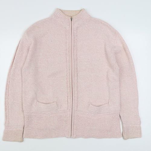 Lauren Taylor  Womens Pink High Neck  Acrylic Full Zip Jumper Size L