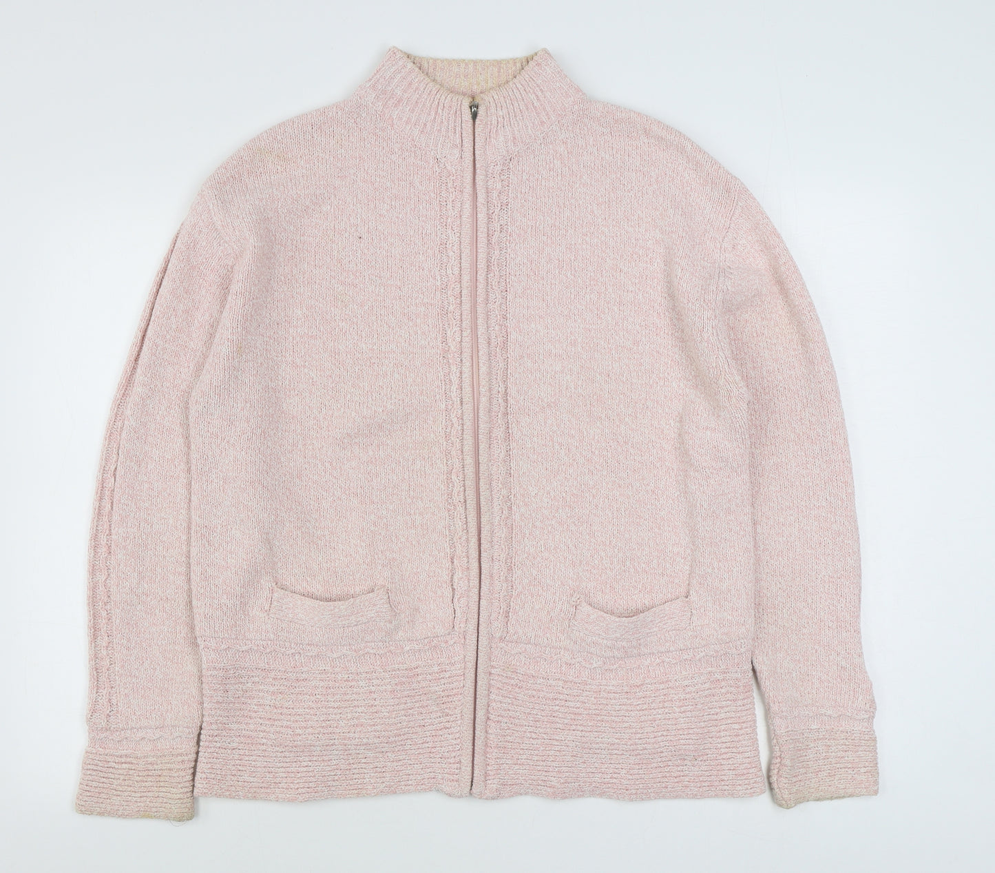 Lauren Taylor  Womens Pink High Neck  Acrylic Full Zip Jumper Size L