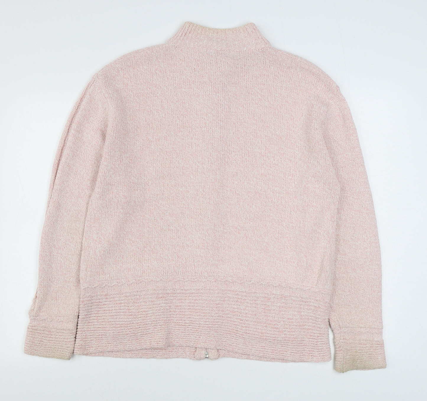 Lauren Taylor  Womens Pink High Neck  Acrylic Full Zip Jumper Size L