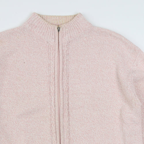 Lauren Taylor  Womens Pink High Neck  Acrylic Full Zip Jumper Size L