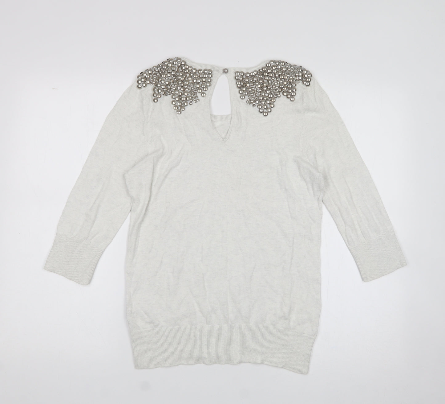 Topshop Womens White  Cotton Basic T-Shirt Size 12 Scoop Neck