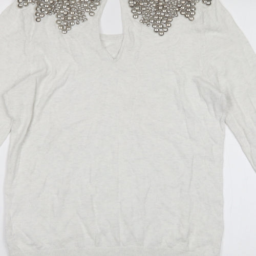 Topshop Womens White  Cotton Basic T-Shirt Size 12 Scoop Neck