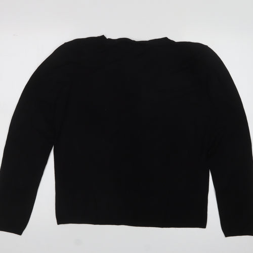zara  Womens Black Crew Neck  Rayon Pullover Jumper Size XL