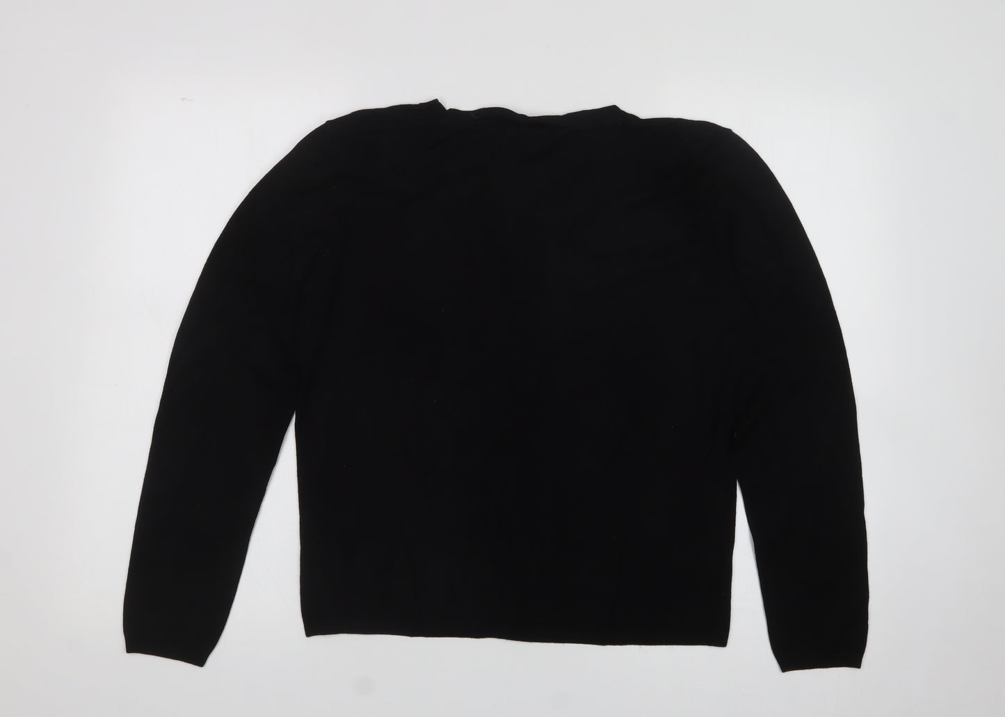 zara  Womens Black Crew Neck  Rayon Pullover Jumper Size XL