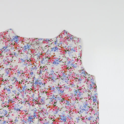 tu  Womens Multicoloured Floral Polyester Jersey Blouse Size 14 Collared