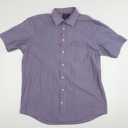 Marks and Spencer Mens Blue  Cotton  Button-Up Size 42 Collared