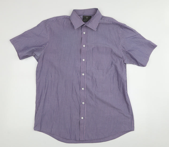 Marks and Spencer Mens Blue  Cotton  Button-Up Size 42 Collared
