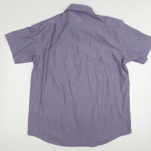 Marks and Spencer Mens Blue  Cotton  Button-Up Size 42 Collared