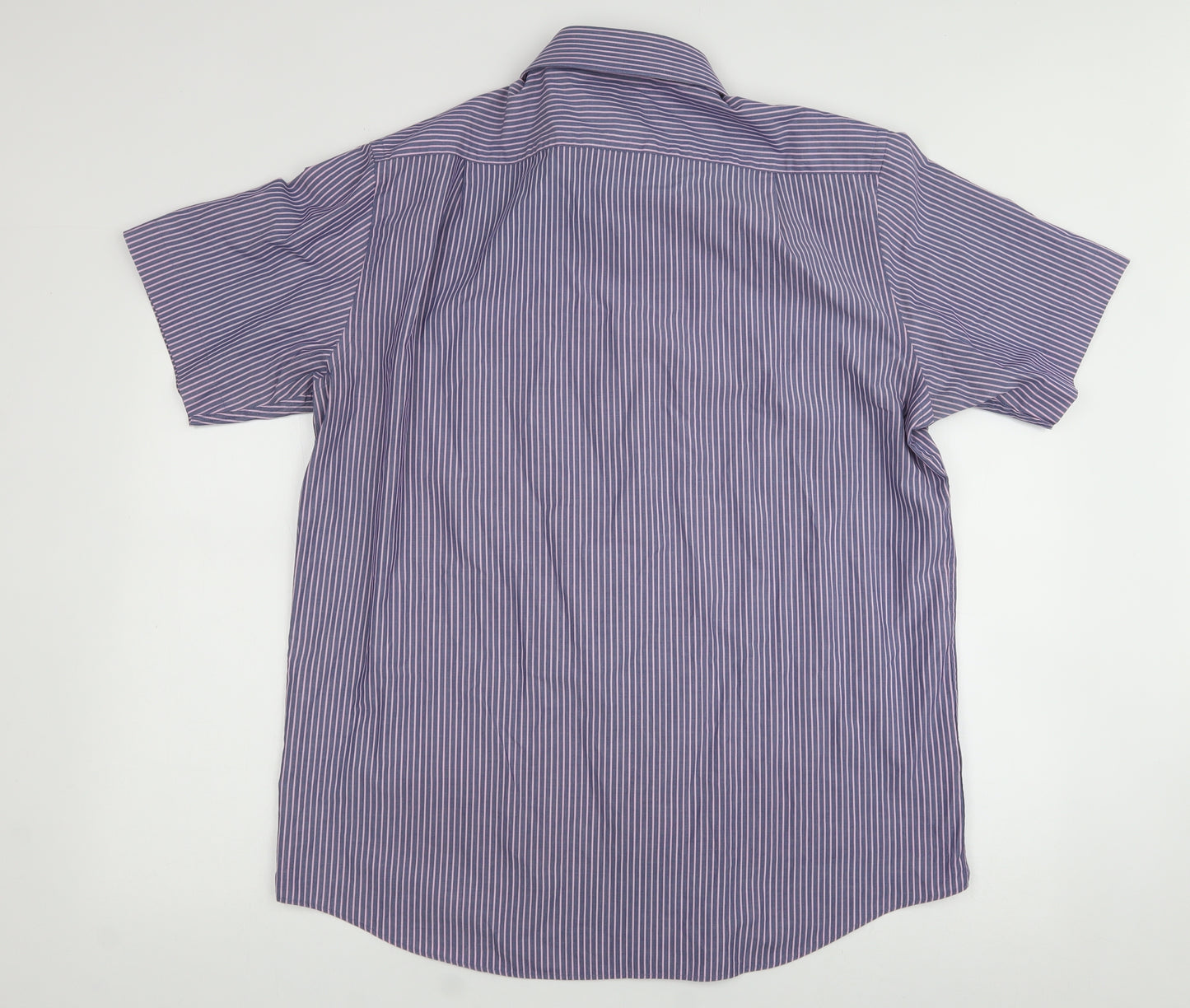 Marks and Spencer Mens Blue  Cotton  Button-Up Size 42 Collared