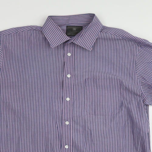 Marks and Spencer Mens Blue  Cotton  Button-Up Size 42 Collared