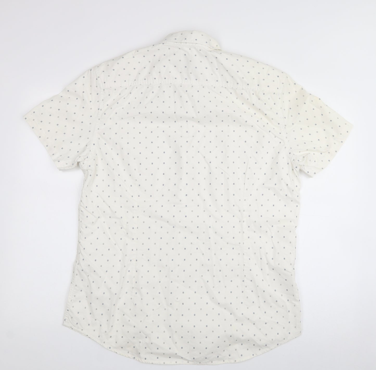 burton menswear Mens White  Cotton  Button-Up Size L Collared