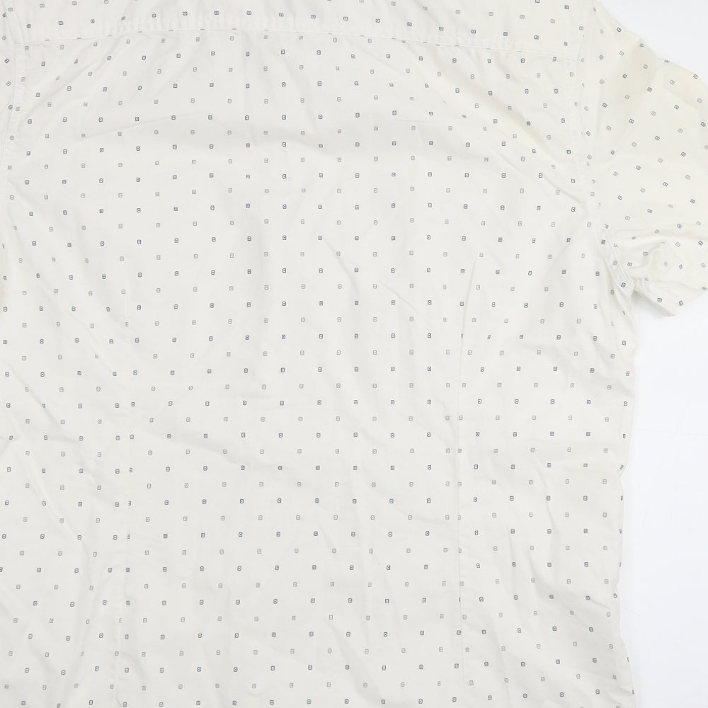 burton menswear Mens White  Cotton  Button-Up Size L Collared