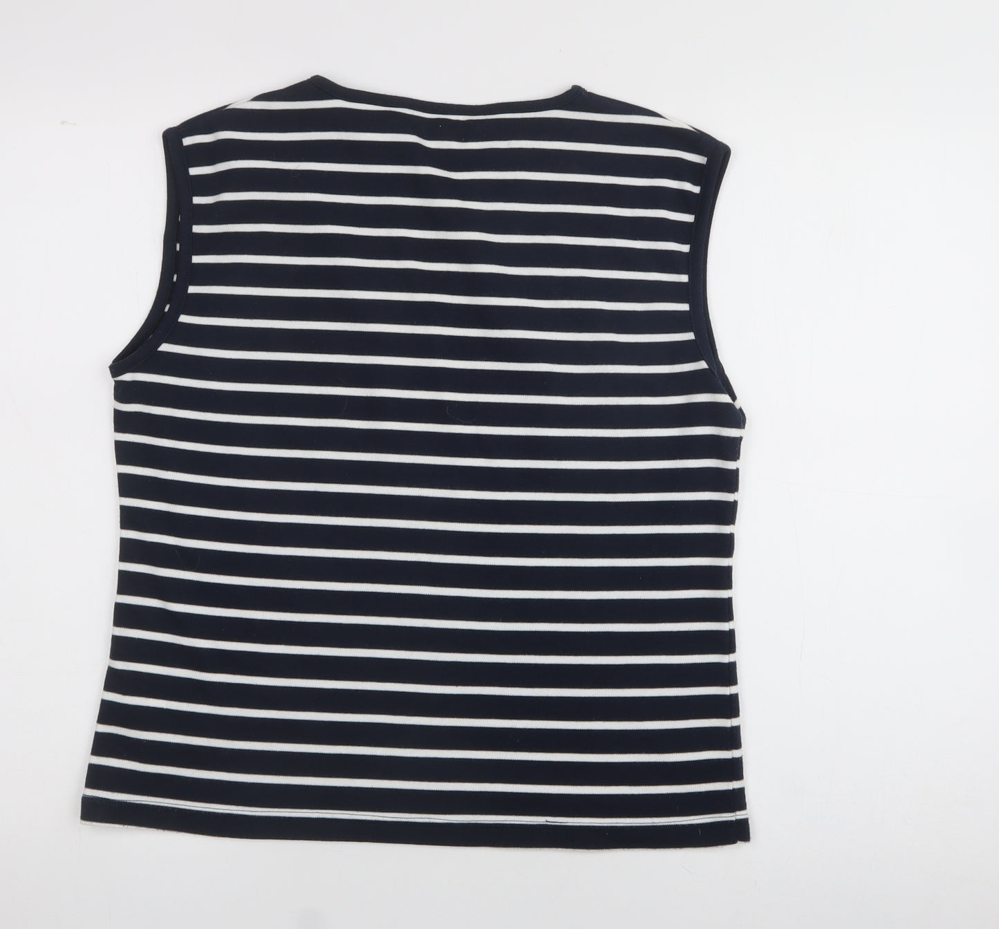 Donna Lewis Womens Blue V-Neck Striped Polyester Vest Jumper Size L