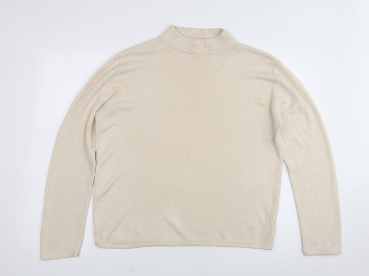 Dunnes Stores Womens Beige High Neck Acrylic Pullover Jumper Size 18 - 18-20