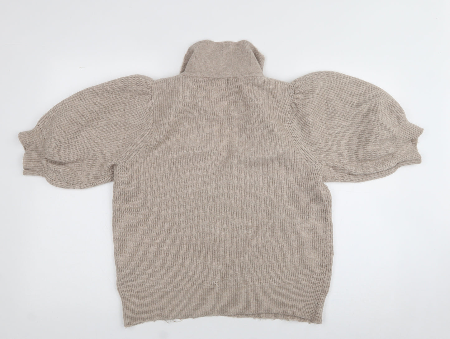 H&M Womens Beige Collared  Polyester Pullover Jumper Size M