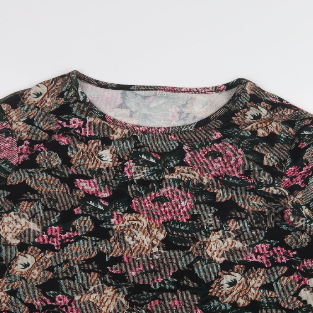 Preworn Womens Multicoloured  Polyester Jersey T-Shirt Size 16 Crew Neck