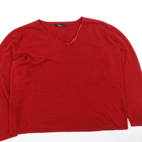 Bm Collection  Womens Red Round Neck  Acrylic Pullover Jumper Size XL