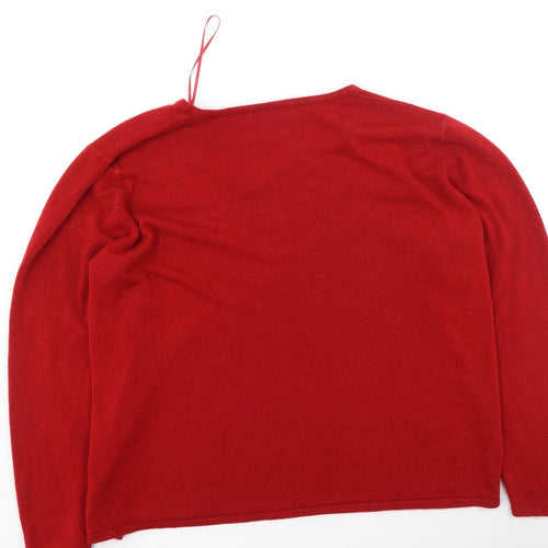 Bm Collection  Womens Red Round Neck  Acrylic Pullover Jumper Size XL